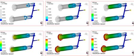 Grid of mould fill-time analysis results